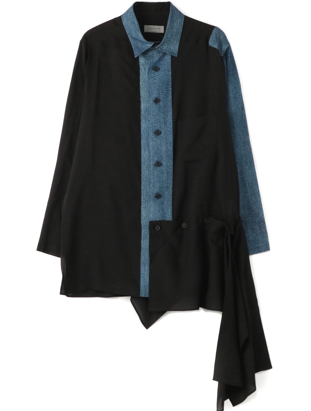 Yohji Yamamoto POUR HOMME  TENCEL LAWN/8OZ DENIM LEFT HEM NO FIXING BLOUSE