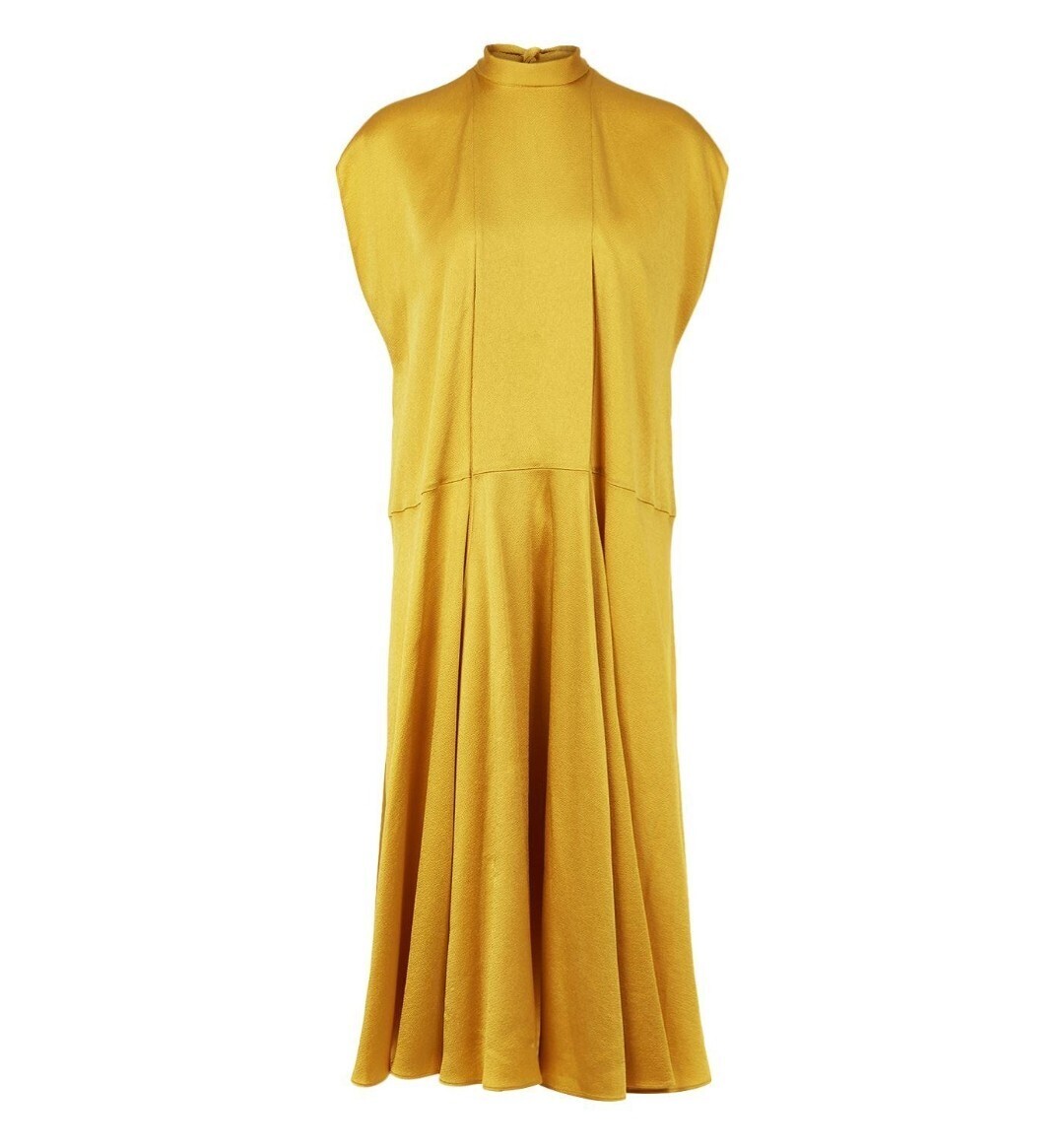 VALENTINO Hammered-satin Midi Dress In Yellow