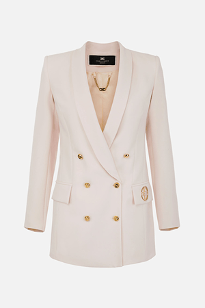 ELISABETTA FRANCHI double-breasted jacket with lapels and light gold logo
