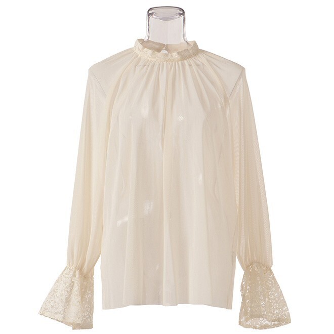 VIVIENNE TAM SOLID STRETCH NETTING ブラウス
