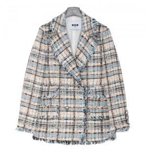 MSGM Light blue tweed blazer